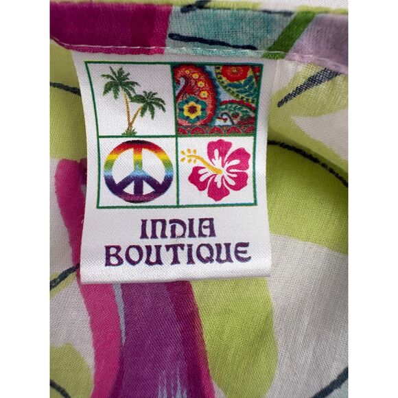 India Boutique Multicolor Embroidered Floral Tunic One Size Jeweled Tropical - Picture 6 of 10